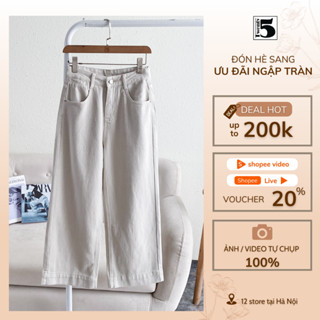 Quần jeans ống suông nữ, thiết kế gặp gấu giả (cắt khuy sẵn) Twenty.5 -  5649