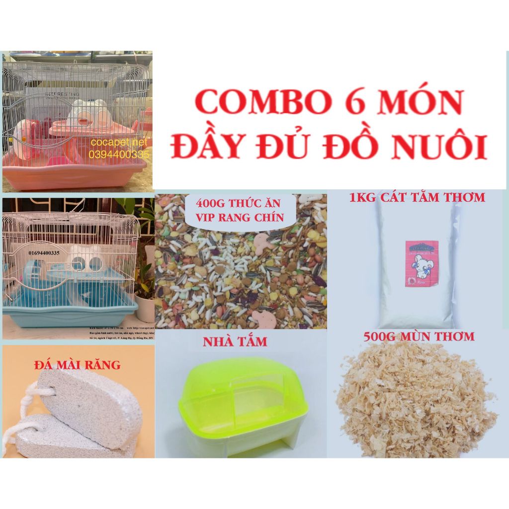 Combo: Lồng mèo to + 5 món đồ nuôi hamster
