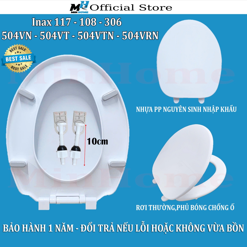 Nắp Thường Cho Inax Các Mã 117,108, 306 ,504VN, 504VTN, 504VRN, 504VT - Loại Tiêu Chuẩn