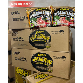 THÙNG 20 GÓI MÌ LẨU THÁI KORENO HƯƠNG VỊ CHUA CAY 74G/ Mì LẨU THÁI CHUẨN VỊ MÌ CAY 7 CẤP ĐỘ