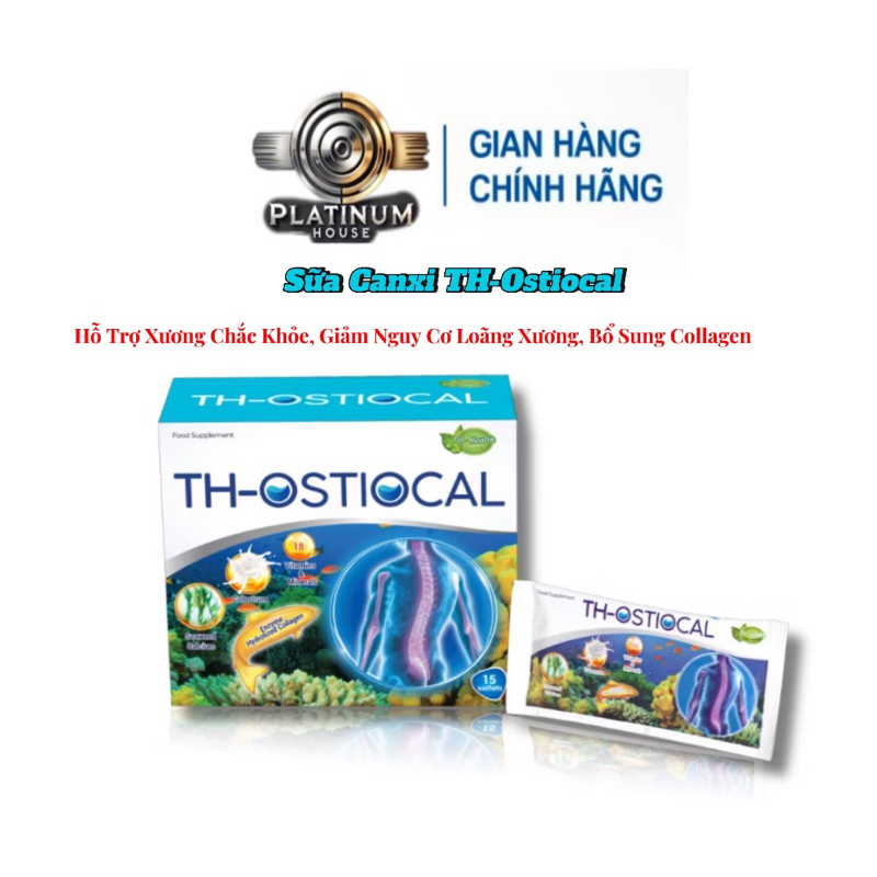 Sữa Canxi TH-Ostiocal – Hỗ Trợ Xương Chắc Khỏe, Giảm Nguy Cơ Loãng Xương, Bổ Sung Collagen – Hộp 15 