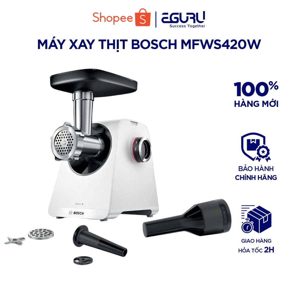 Máy xay thịt Bosch MFWS420W, Công suất 1900W, Bảo hành chính hãng 2 năm