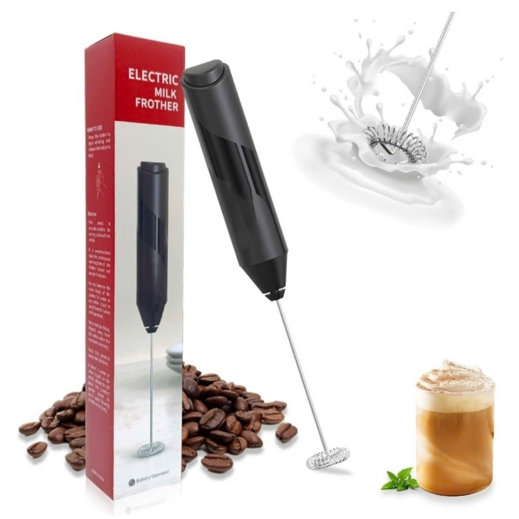 Máy Tạo Bọt Cà Phê Cầm Tay Máy Đánh Trứng Sữa mini Máy Khuấy Trộn Pha Chế Đồ Uống Không Dây Pin AA Inox 304 cao cấp