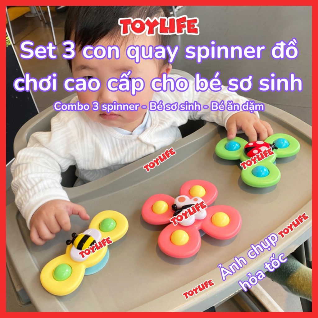 Set 3 con quay spinner đồ chơi cao cấp cho bé sơ sinh đồ chơi con quay spinner chong chóng quay vui 