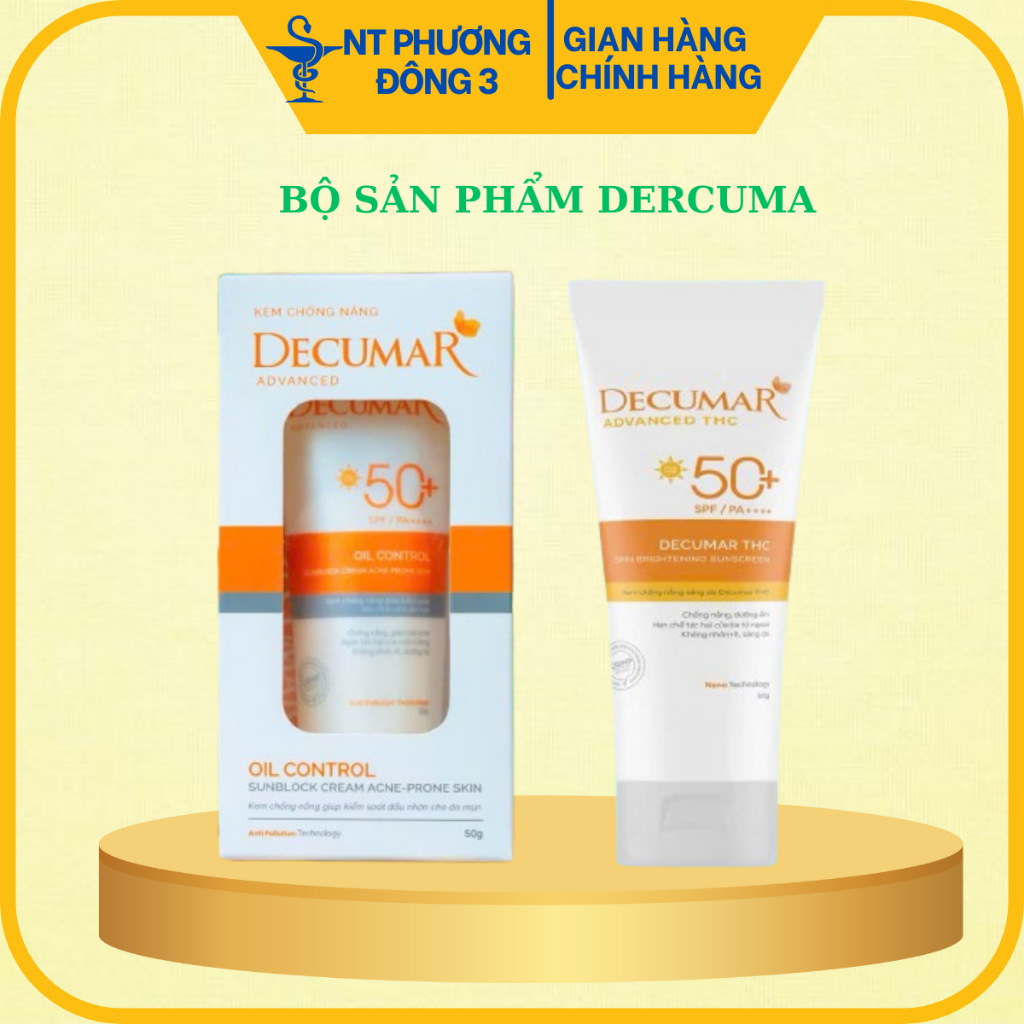 Bộ sản phẩm DECUMAR ADVANCED [Gel ngừa mụn, gel rửa mặt kiềm nhờn, kem chống nắng] (Decuma, dercuma, dercumar, advance]