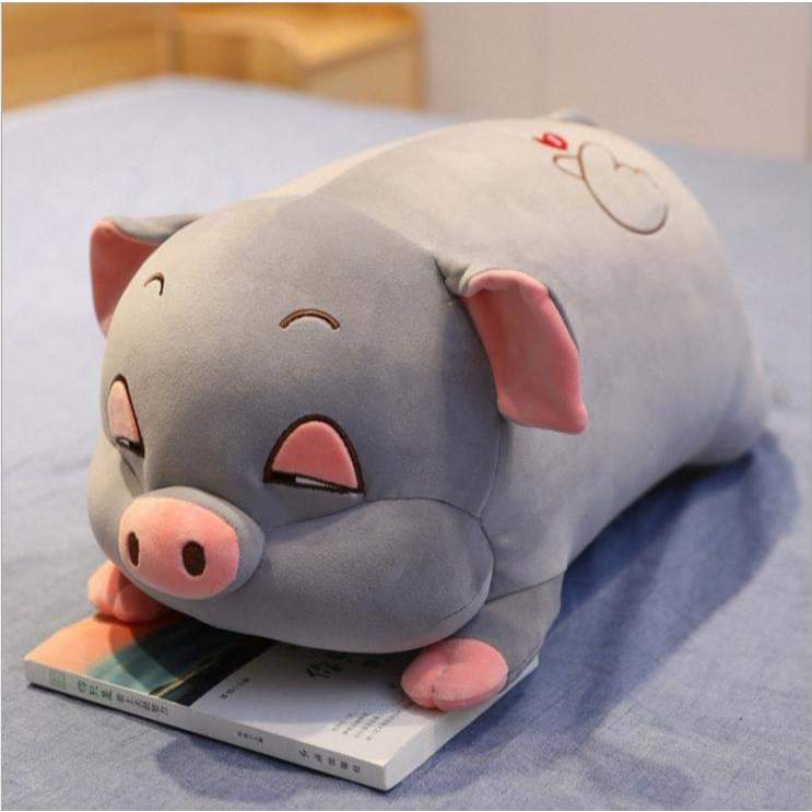 THÚ NHỒI BÔNG HEO BUỒN NGỦ (50CM) MÀU XÁM