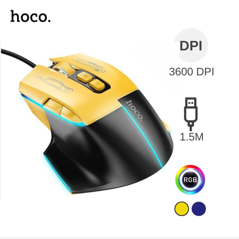 Chuột máy tính có dây Hoco GM31 ( dây bọc dù chống đứt dài 1.5m )