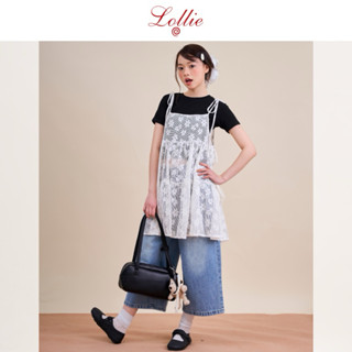 LOLLIE STUDIO - Áo 2 dây babydoll ren hoa buộc nơ vai Maura Top TKA422