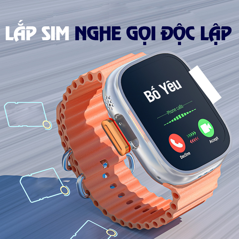 Đồng hồ thông minh MUJII WATCH ULTRA 5G MAX 2 | Lắp sim | Nghe gọi | Chơi game | Tải App | Theo dõi 