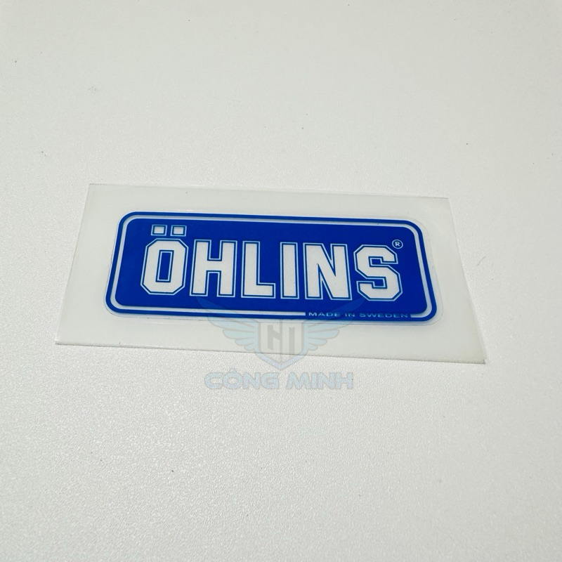 Tem Ohlins Xanh Kéo Lụa - Dán Bình Dầu