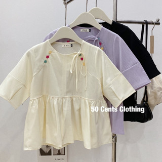 Áo sơ mi kiểu nữ, Áo sơ mi babydoll cúc hoa random "OTIS" xinh xắn Shees.clothing Sài Gòn M1039