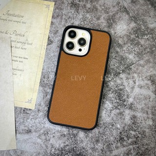 Ốp lưng da thủ công Epsom Nâu Caramel, viền chống sốc cho iP 17, 16, 15, 14, 13, 12, 11, X