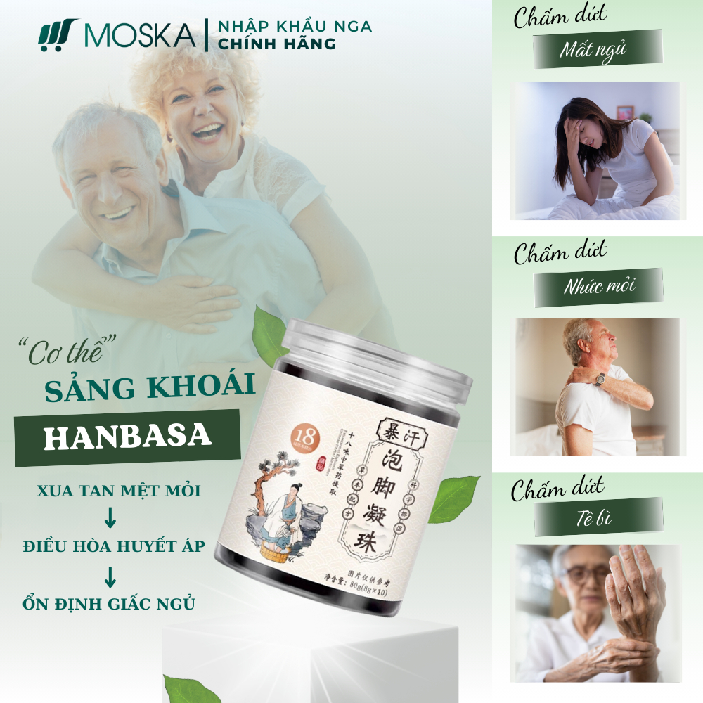 Viên Ngâm Chân 18 Vị Thảo Mộc HANBASA - Thải Độc Giảm Đau Nhức, Tê Chân Giảm Giảm Cân Giúp Ngủ Ngon Sâu Giấc| Moska Shop
