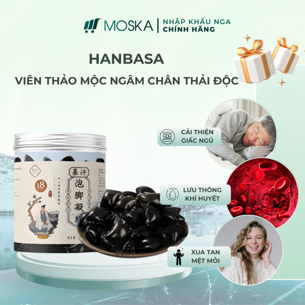 Viên Ngâm Chân Thảo Mộc 18 Vị Thảo Mộc HANBASA, Ngăn Ngừa Đột Quỵ, Giảm Nhức Mỏi, Tê Bì Chân Tay Giúp Ngủ Ngon Sâu Giấc