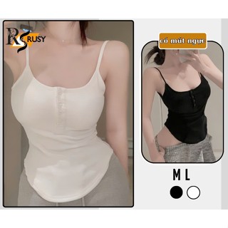 Áo 2 Dây Nữ Có Mút Ngực 3 Cúc Vạt Bầu Sexy Tank Top , Áo Hai Dây Dáng Ôm Chất Thun Gân Cổ Đáy Cong RUSY ( có big size )