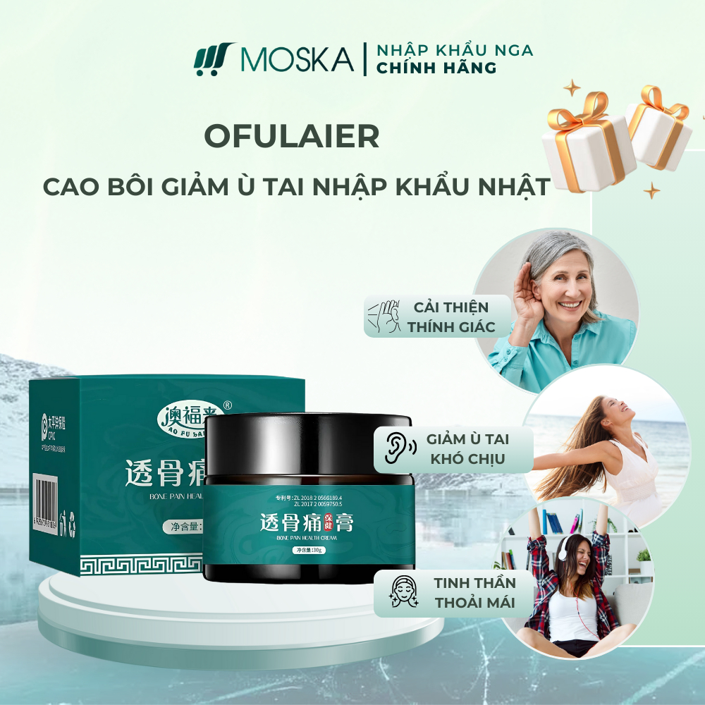 Cao Giảm Ù Tai OFULAIER 30g, Cao Giảm Áp Lực Tai, Chấm Dứt Đau Nhức Tai, Nghe Kém, Giúp Ngủ Ngon, Sâu Giấc| Moska Shop