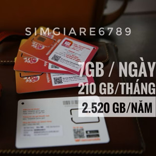 Sim vietnamobile data 4g vào mạng 1 năm miễn phí 12 tháng 7GB/Ngày 210GB/tháng
