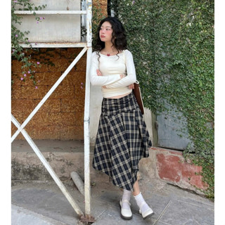 AREUM Chân Váy CARO Dáng Dài Vạt Chéo SORA
