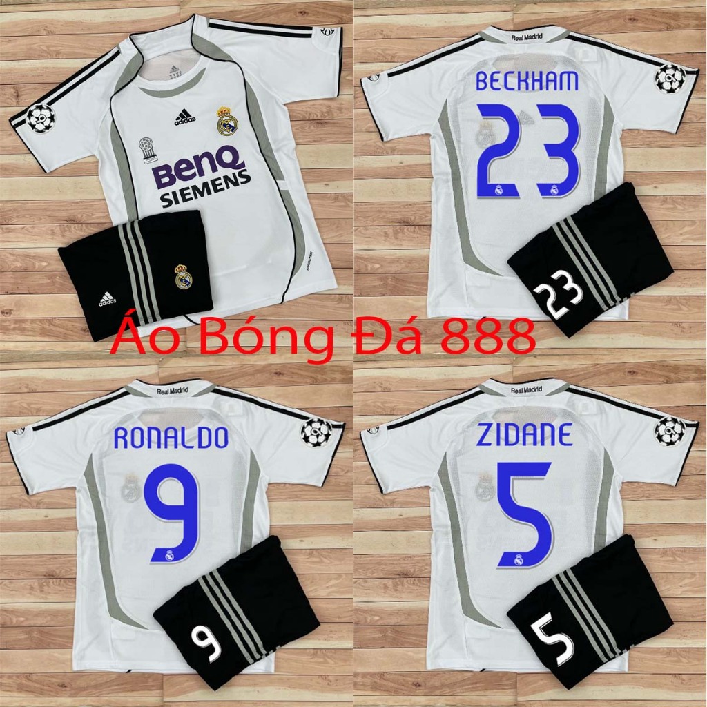 Bộ Quần Áo Bóng Đá CLB Real Madrid Sân Nhà 2006 - Vải Polyester Gai Thái Cao Cấp