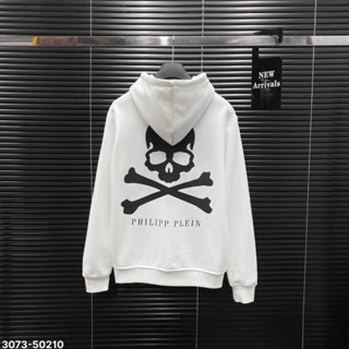 NEW ARRIVAL Áo Khoác Hoodie Zip Philip Plein In Hình Đầu Lâu Siêu Cá Tính, Tag Logo QP Kim Loại Siêu Cấp Boy Phố