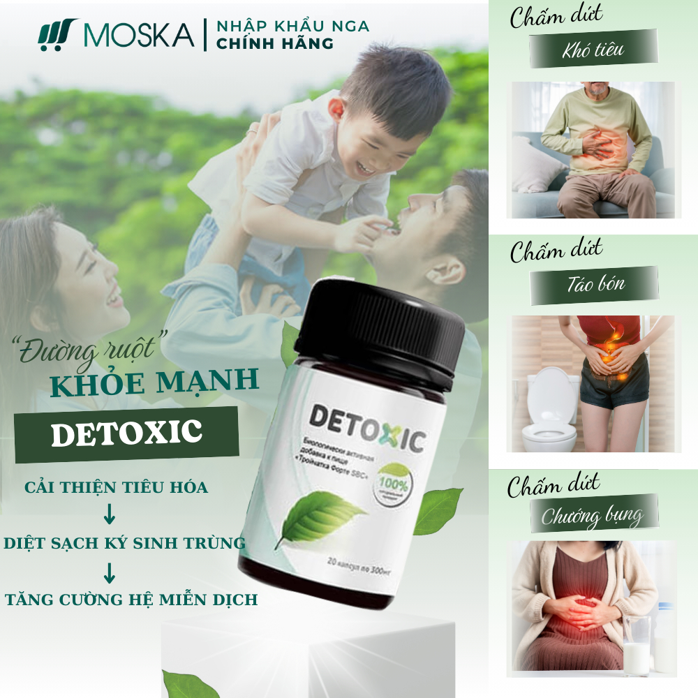 Viên Uống Thảo Dược Detoxic Nga Chính Hãng Thải Độc Diệt Ký Sinh Trùng Loại Bỏ Giun Sán Hôi Miệng, Thanh Lọc Cơ Thể| Mos