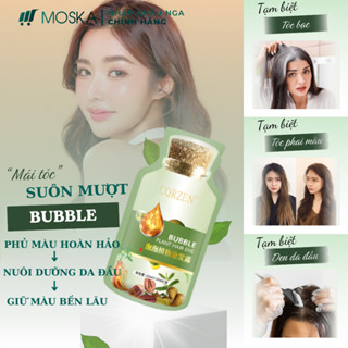 Dầu Gội Phủ Bạc Nhuộm Tóc Thảo Dược BUBBLE Đen Tóc Tại Nhà Hộp 10 Gói, Chống Rụng Tóc, Dưỡng Tóc Khoẻ Óng Mượt| Moska