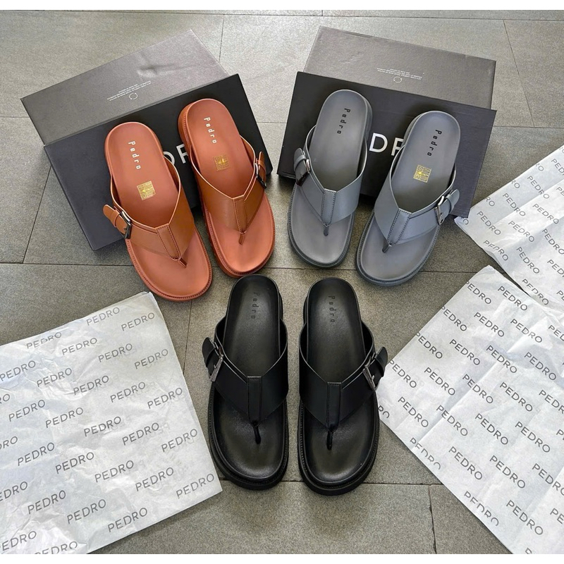 Dép nam Pedro xỏ ngón quai da