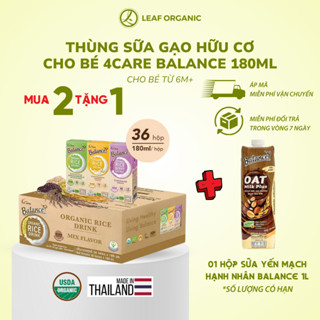 THÙNG SỮA GẠO HỮU CƠ 4CARE BALANCE 36 HỘP VỊ VANI/GẠO TÍM/KHÔNG ĐƯỜNG - 180ML/HỘP