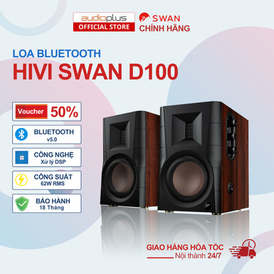 Loa bookshelf bluetooth SWAN D100 - Bluetooth 5.0 Optical Coaxial - Công suất 62W - Chính hãng - BH18T