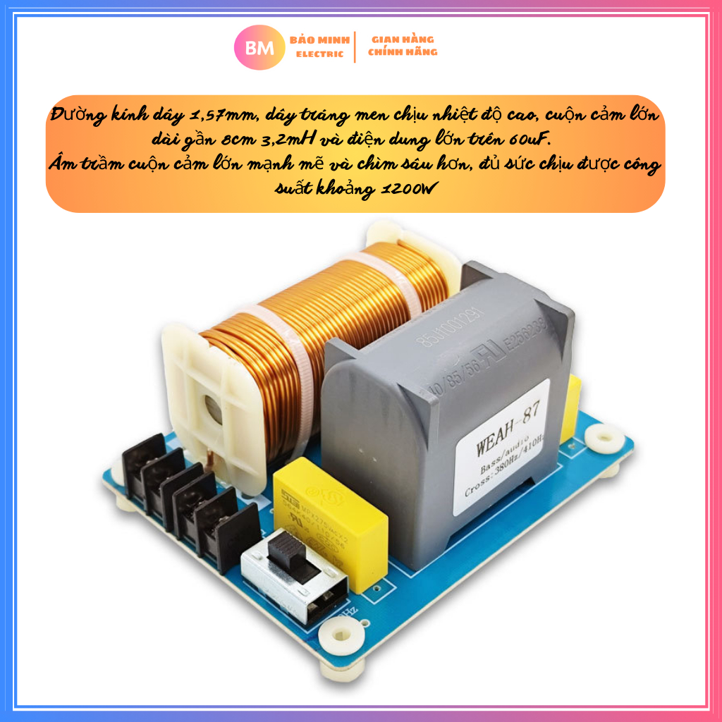 [Giá 1 mạch] Phân tần loa Sub Weah-87 công suất 1200w sử dụng cho loa Sub hơi 30, sub 40, sub 50 - P