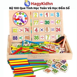 Bộ Domino 100 Que Tính Bằng Gỗ Hagykidhn Đồ Chơi Giáo Dục Giúp Bé Học Toán, Đếm Số Và Phép Tính Cộng Trừ Nhân Chia