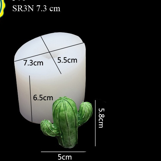 Khuôn Silicon Xương Rồng Ba Nhánh 7.3cm