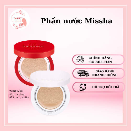 Phấn nước Missha Magic Cushion Misha SPF50+, nâng tone che khuyết điểm phấn Misha - Sarlly Cosmetic