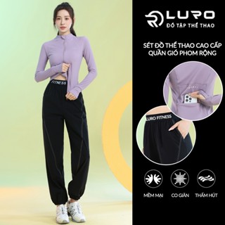  Bộ tập thể thao nữ đa năng  Louro S1075  kiểu quần gió thể thao và áo khoác jacket cao cấp 