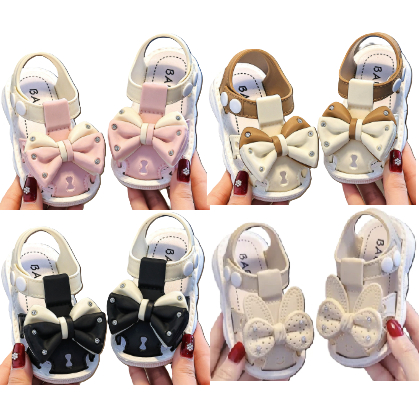 GIÀY BÍT MŨI TẬP ĐI CHO BÉ HÌNH CÔNG CHÚA NƠ CAO SU MỀM DẺO 2588