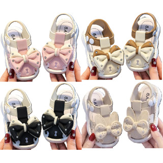 GIÀY BÍT MŨI TẬP ĐI CHO BÉ HÌNH CÔNG CHÚA NƠ CAO SU MỀM DẺO 2588