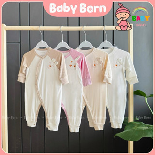 Bodysuit cho bé trai, bé gái body dài tay sơ sinh Anminaza thun lạnh chất sợi tre mềm mịn, an toàn AMI0373 Baby Born
