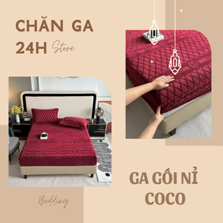 Bộ Ga và vỏ gối nỉ nhung sữa COCO mềm mịn nhập khẩu loại 1, bộ ga gối công nghệ mới thoáng khí