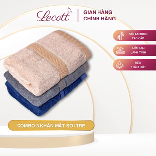  SET 3 Khăn Lau Mặt Sợi Tre Cao Cấp Mềm Mịn Thấm hút Kháng Khuẩn Dùng Cho Gia Đình Khách Sạn 