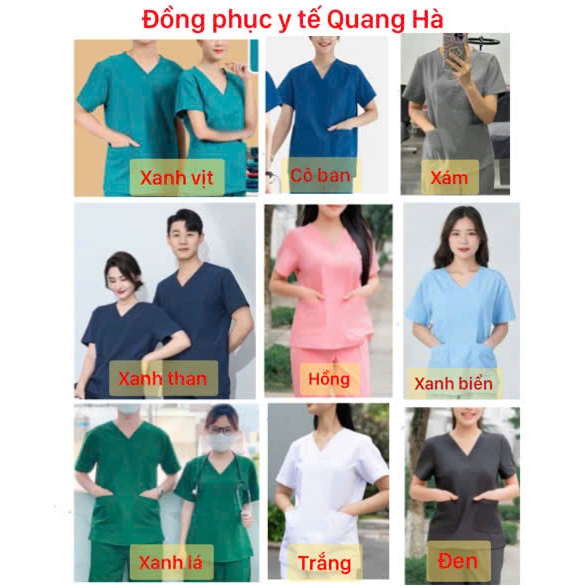 Đồng phục y tế nữ, bộ blouse nữ, bác sĩ, blouse cổ tim, đồng phục điều dưỡng, spa, thẩm mỹ viện, dược sĩ .