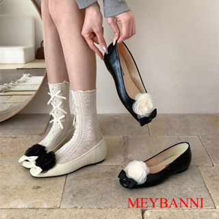 [Chân Gầy - Lùi 1 Size] Giày Búp Bê MEYBANNI Độn Đế Trong (3cm) Cao 4,2cm Phối Nơ và Hoa Siêu Xinh- C726