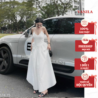 Đầm Maxi Nữ Hai Dây Dáng Dài Tùng Xòe Đầm Nữ Dài Thun Tăm Mango Mịn Mát Freesize Vanila DÀI XÒE 2 DÂY