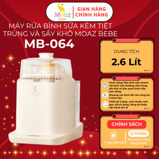 Máy rửa bình sữa, tiệt trùng và sấy khô Moaz BéBé MB064, chứa cùng lúc 4 bình, bảo quản bình sữa