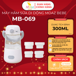 Máy hâm sữa di động cầm tay Moaz bebe MB069, bình hâm nước pha sữa tiện lợi kèm bình thủy tinh 300ml