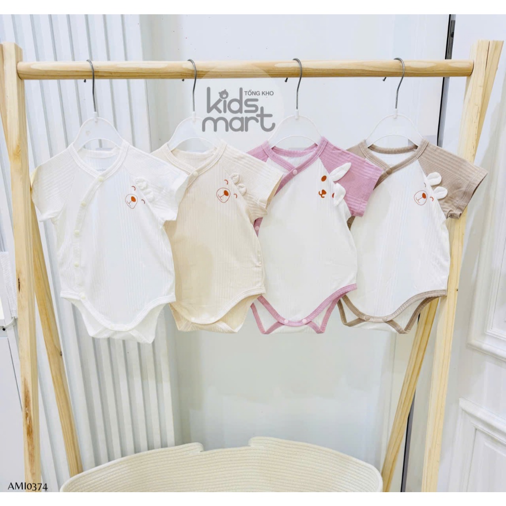 bộ body chip cộc tay chất tăm thun lạnh mềm mát cho bé kẹp tai Gấu thỏ Anmina AMI0374