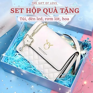 Túi xách nữ đeo chéo vai nhiều ngăn dây xích dáng vuông đẹp size 20cm có hộp full box 7K STORE TX29