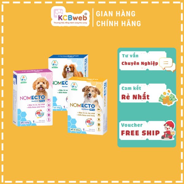 [BẢO HÀNH] VIÊN VE CAO CẤP rận, bọ nhảy, bọ chét NOMECTO an toàn cho chó