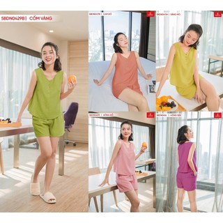  Đồ bộ nữ CARDINA chất đũi BamBoo xước cao cấp bộ mặc nhà áo sát nách quần đùi siêu mát 5BDN04 