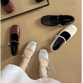 Giày Búp Bê MEYBANNNI Mũi Vuông Quai Ngang Phối Khóa Độn Đế Trong 4.2 cm  - C135