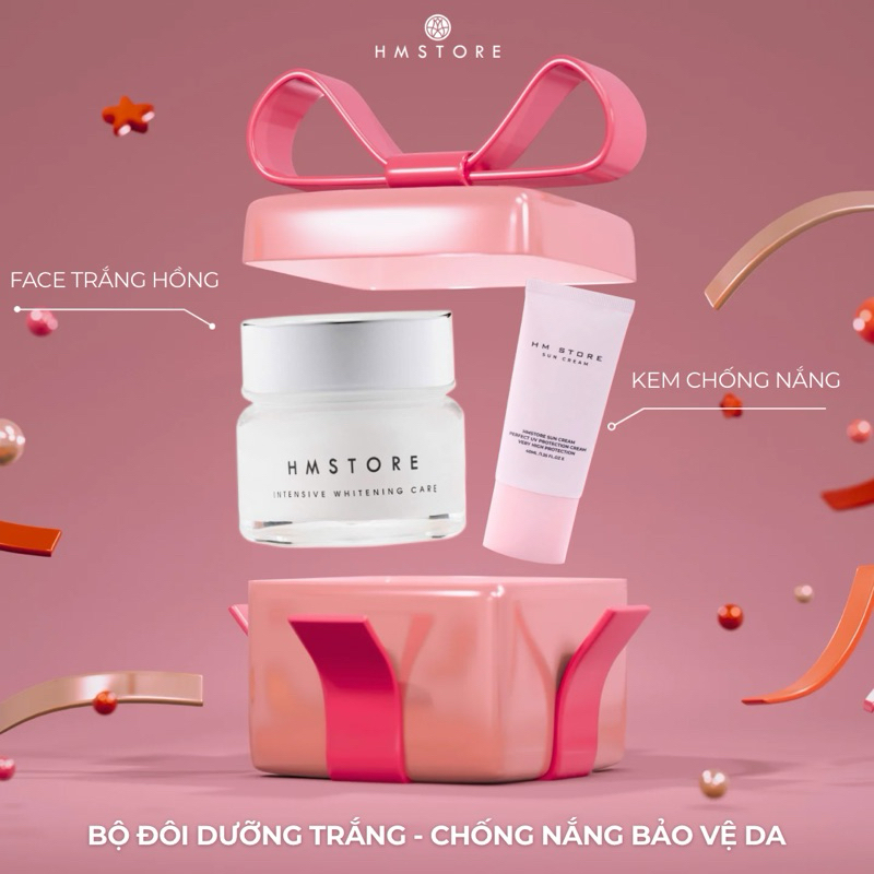 COMBO FACE TRẮNG HỒNG CĂNG BÓNG + KEM CHỐNG NẮNG HM STORE ( JUSSMY TRẮNG HỒNG CĂNG BÓNG + SUN CREAM 